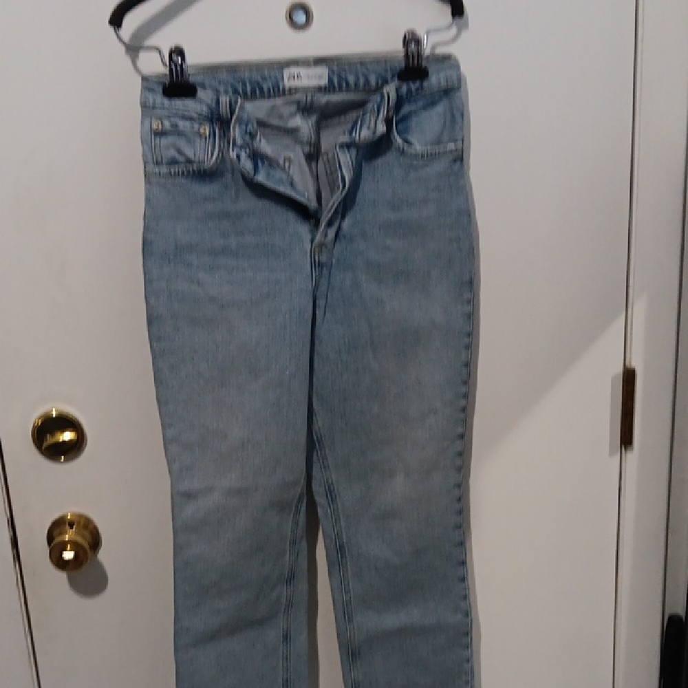 Zara Light Blue Straight Leg Jeans